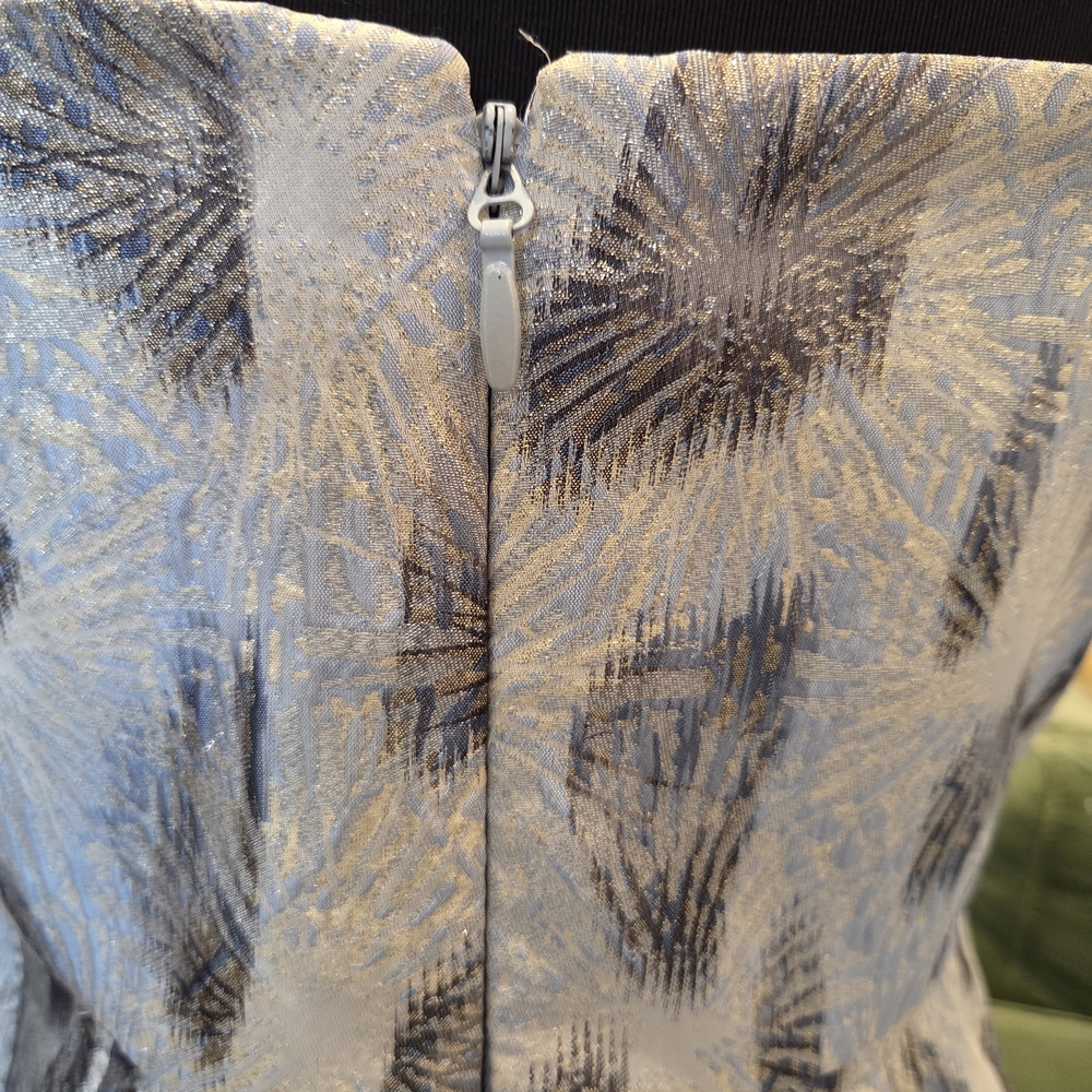 BCBGMAXAZRIA Metallic Jacquard Strapless Mini Dress, Haze Combo Print, Size 8 - Picture 6 of 12